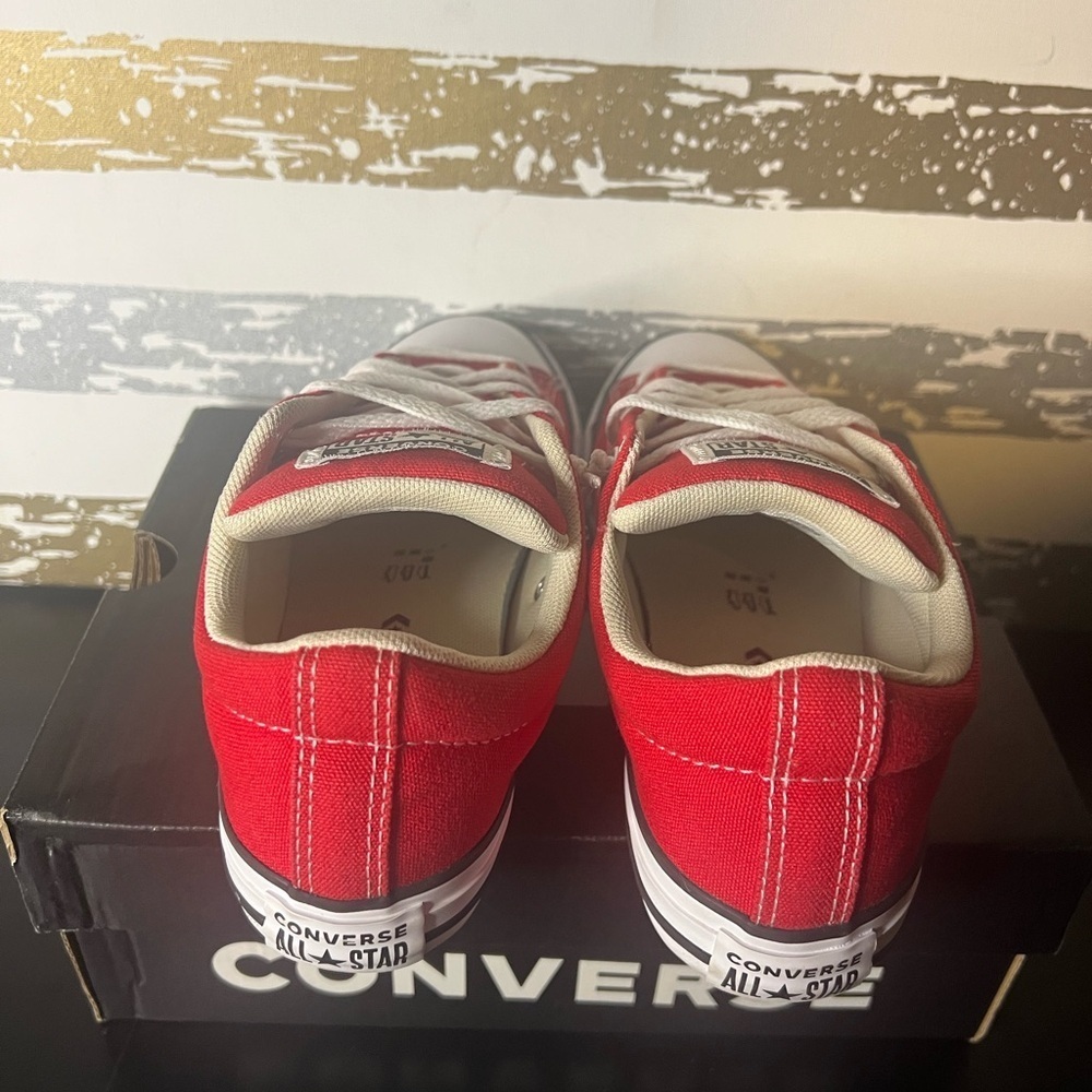 Converse Red Canvas Sneakers with White Accents - Picture 4 of 8